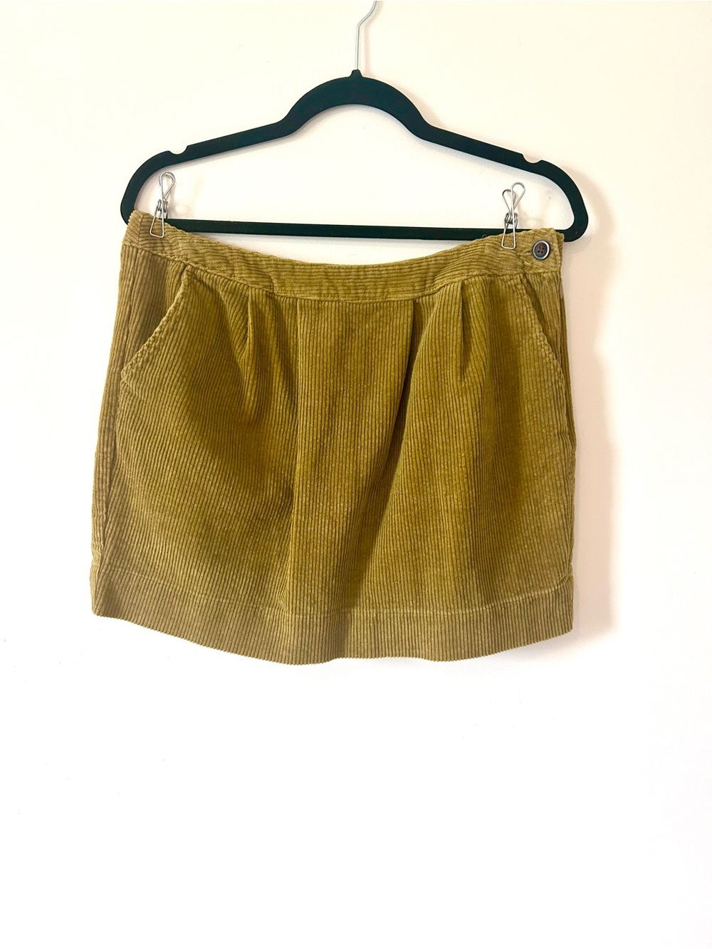 Old Navy 100% Cotton Corduroy Skirt 10 Side Zip Olive Mustard Academia Mini